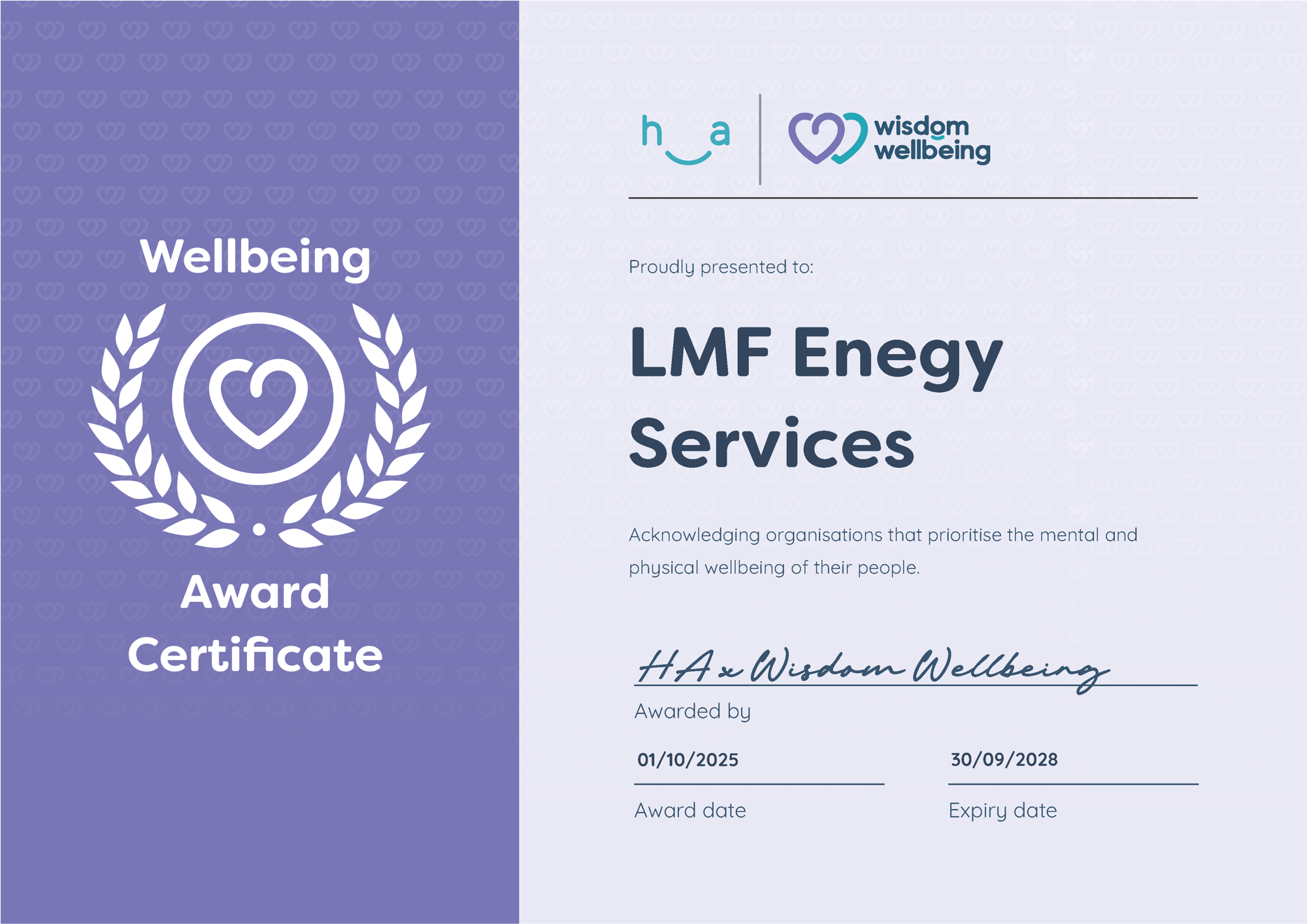 Certificate - LMF Energy Services